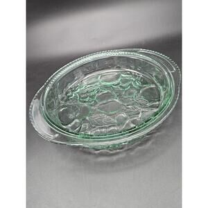 Libbey Orchard Fruit Green Glass 3 Qt Round Casserole Dish Base 11.25" No Lid